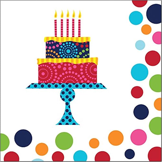 BIRTHDAY CAKE STAND LUNCH NAPKINS 16 PIECES